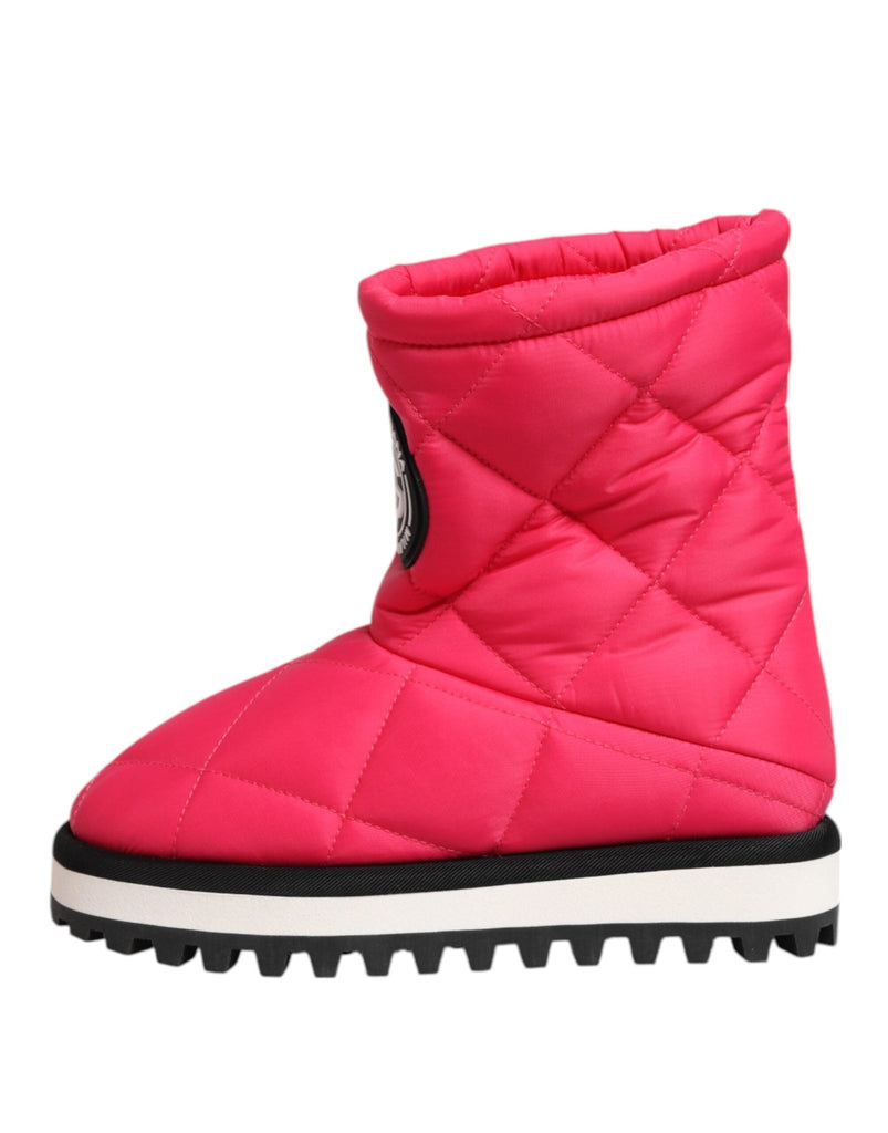 Dolce & Gabbana Pink White Viscose Padded Mid Calf Boots Shoes - Beyzy Store - Dolce & Gabbana