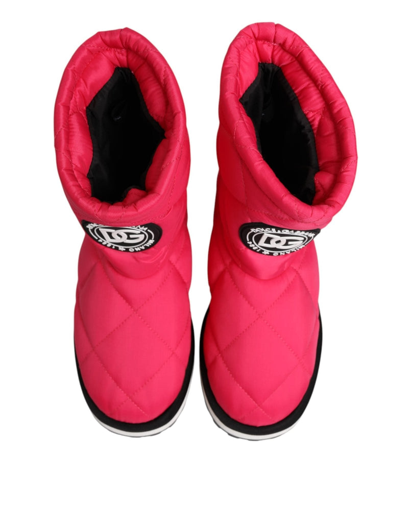 Dolce & Gabbana Pink White Viscose Padded Mid Calf Boots Shoes - Beyzy Store - Dolce & Gabbana