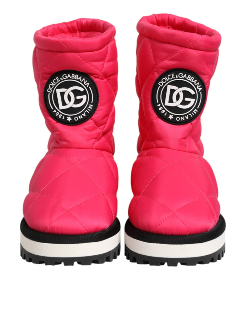 Dolce & Gabbana Pink White Viscose Padded Mid Calf Boots Shoes - Beyzy Store - Dolce & Gabbana
