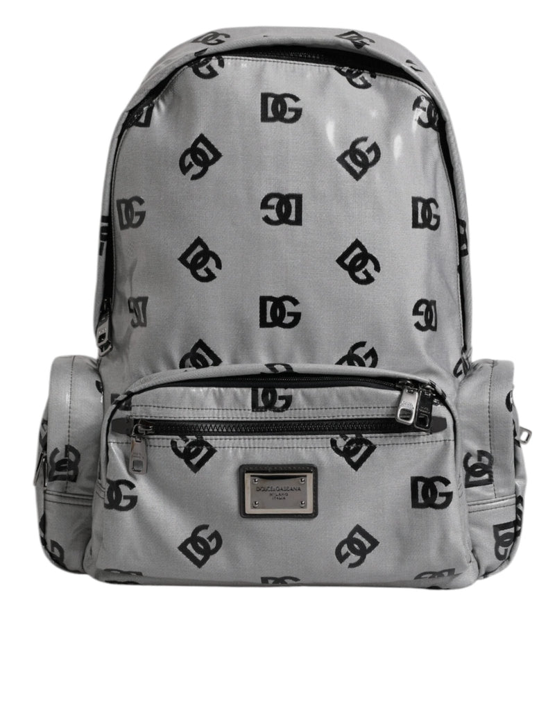 Dolce & Gabbana Polyester Gray Black DG Logo Plaque Backpack Bag - Beyzy Store - Dolce & Gabbana