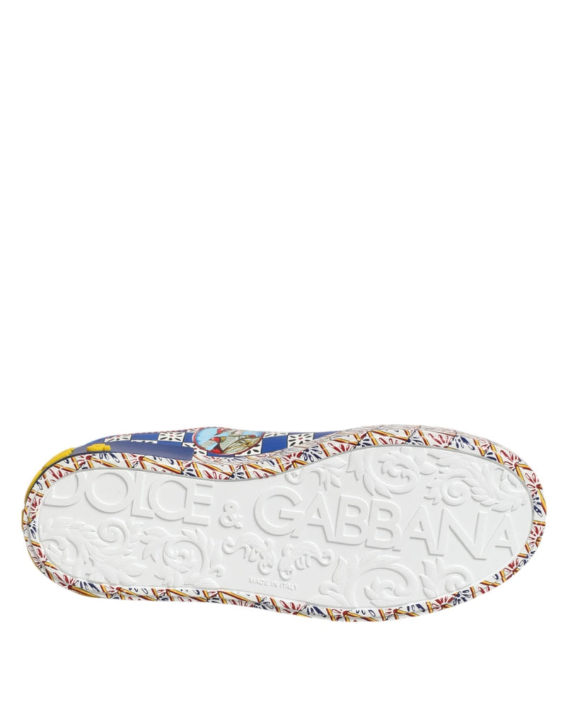 Dolce & Gabbana Portofino Carretto Printed Leather Sneakers Shoes - Beyzy Store - Dolce & Gabbana