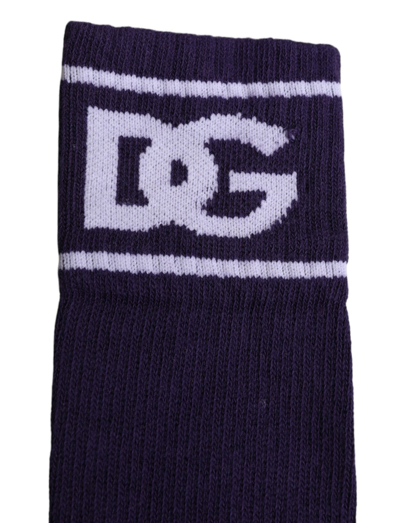 Dolce & Gabbana Purple Cotton DG Logo Print Open Toe Socks - Beyzy Store - Dolce & Gabbana