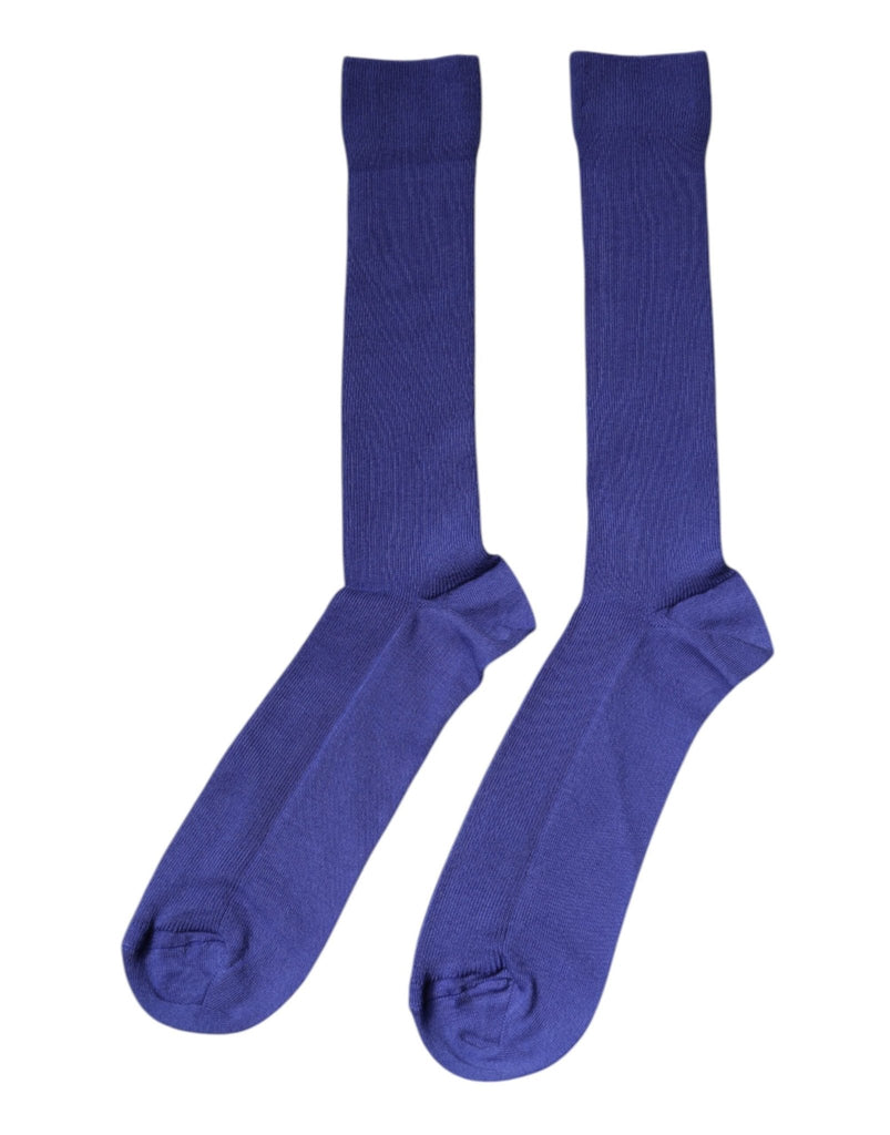 Dolce & Gabbana Purple Cotton Logo Over The Calf Socks - Beyzy Store - Dolce & Gabbana