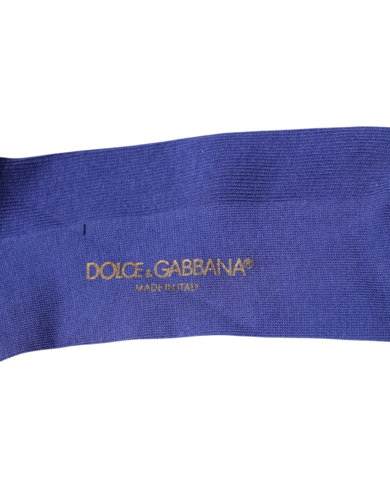 Dolce & Gabbana Purple Cotton Logo Over The Calf Socks - Beyzy Store - Dolce & Gabbana