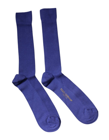 Dolce & Gabbana Purple Cotton Logo Over The Calf Socks - Beyzy Store - Dolce & Gabbana