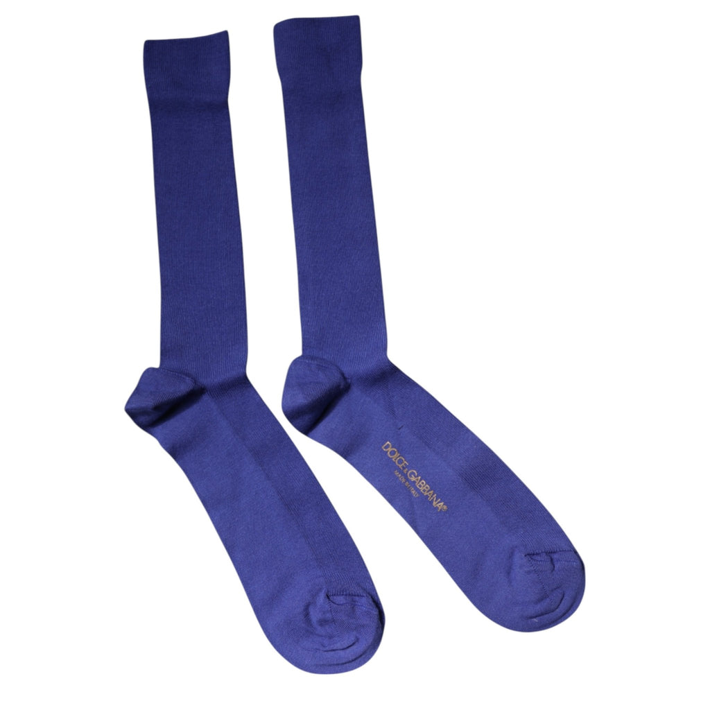 Dolce & Gabbana Purple Cotton Logo Over The Calf Socks - Beyzy Store - Dolce & Gabbana
