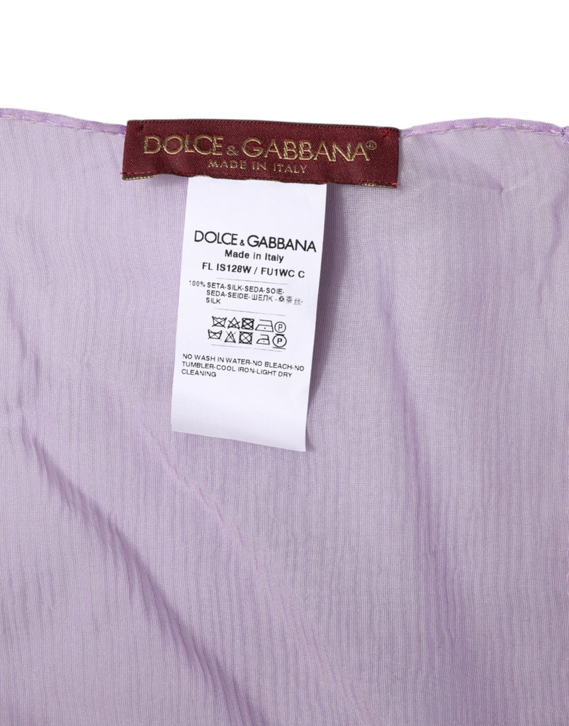 Dolce & Gabbana Purple Silk Rectangle Wrap Shawl Scarf - Beyzy Store - Dolce & Gabbana