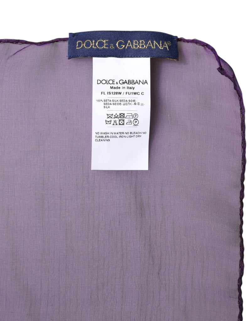 Dolce & Gabbana Purple Silk Rectangle Wrap Shawl Scarf - Beyzy Store - Dolce & Gabbana