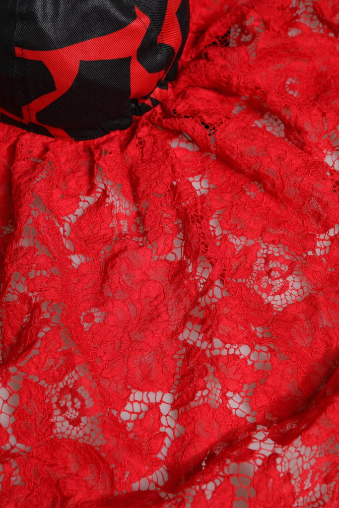 Dolce & Gabbana Red Black Lace Tulle Cotton Baseball Cap - Beyzy Store - Dolce & Gabbana
