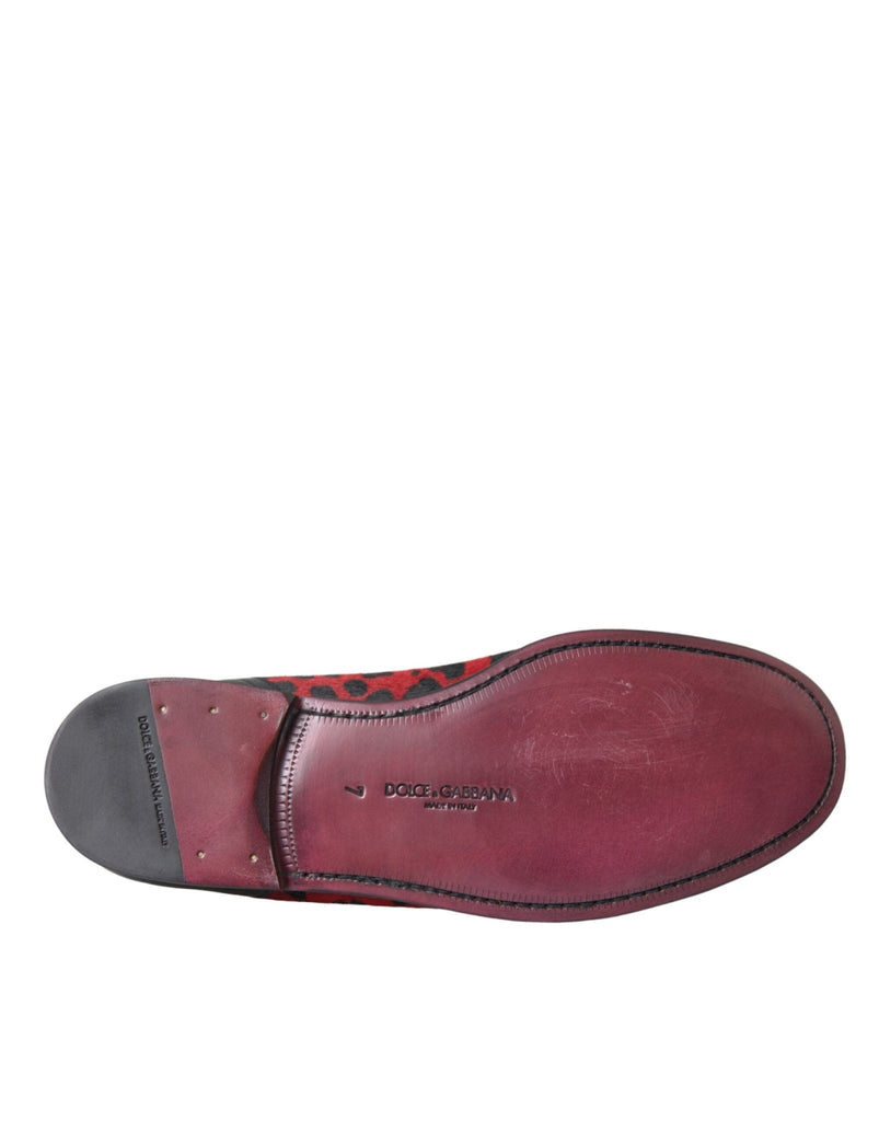 Dolce & Gabbana Red Black Leopard DG Loafers Formal Men Shoes - Beyzy Store - Dolce & Gabbana