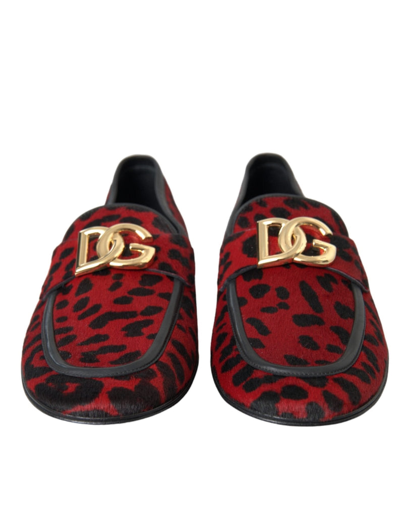 Dolce & Gabbana Red Black Leopard DG Loafers Formal Men Shoes - Beyzy Store - Dolce & Gabbana