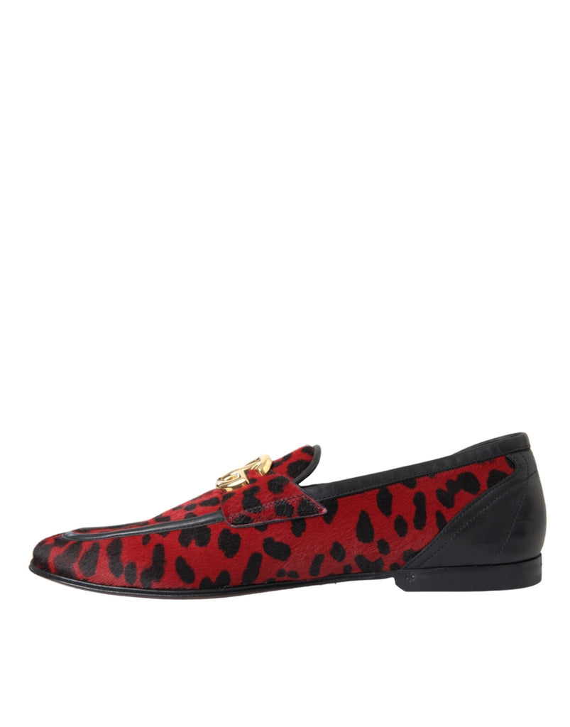 Dolce & Gabbana Red Black Leopard DG Loafers Formal Men Shoes - Beyzy Store - Dolce & Gabbana