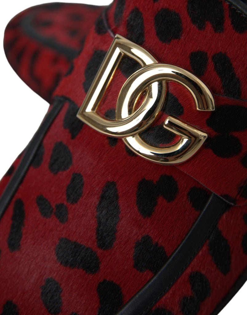 Dolce & Gabbana Red Black Leopard DG Loafers Formal Men Shoes - Beyzy Store - Dolce & Gabbana