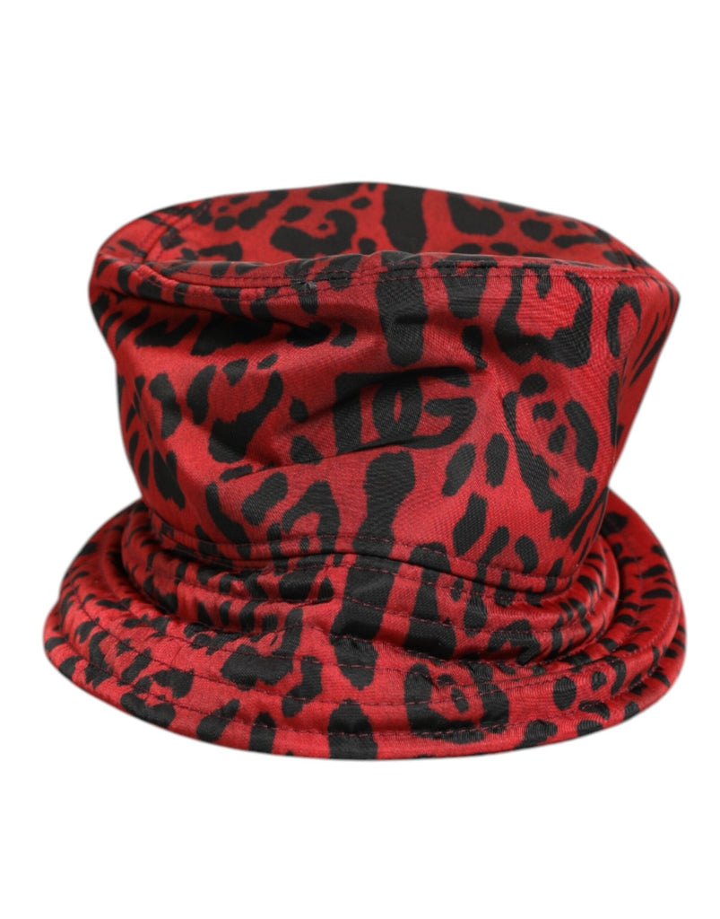 Dolce & Gabbana Red Black Nylon Leopard Print Bucket Men Cap Hat - Beyzy Store - Dolce & Gabbana