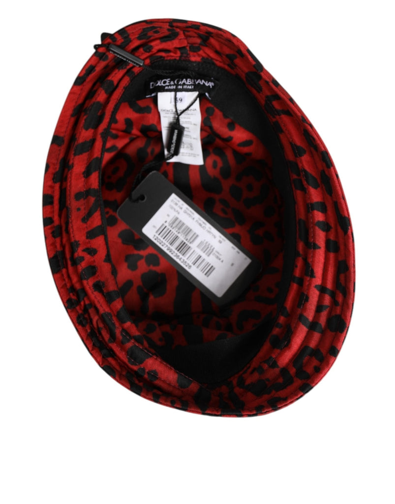 Dolce & Gabbana Red Black Nylon Leopard Print Bucket Men Cap Hat - Beyzy Store - Dolce & Gabbana