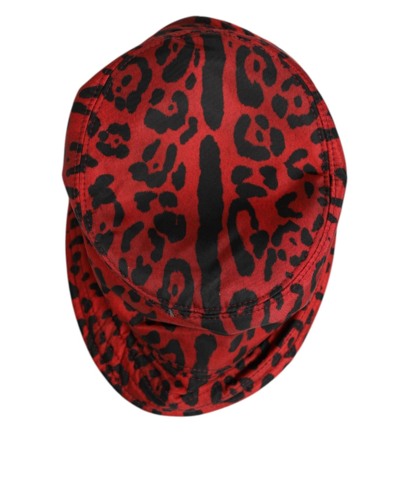 Dolce & Gabbana Red Black Nylon Leopard Print Bucket Men Cap Hat - Beyzy Store - Dolce & Gabbana
