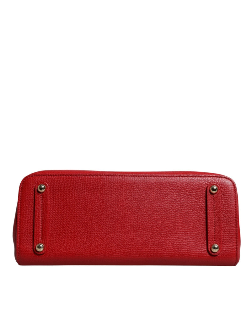 Dolce & Gabbana Red Calfskin Leather Logo Plaque Top Handle Bag - Beyzy Store - Dolce & Gabbana