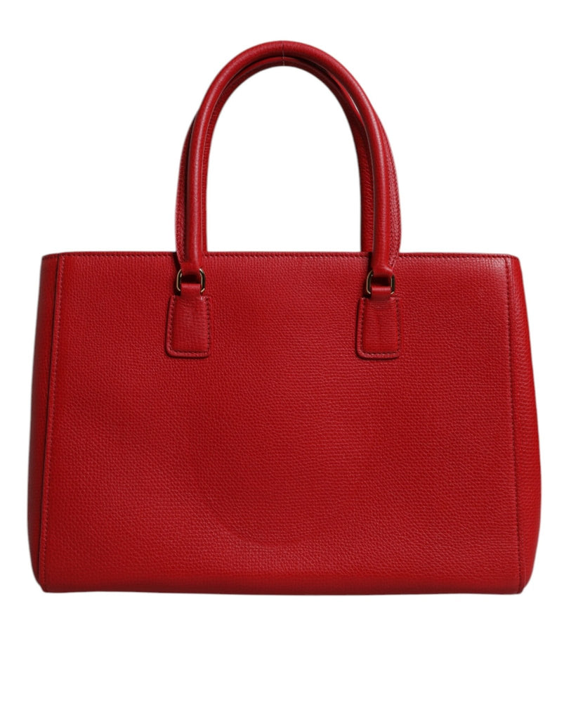 Dolce & Gabbana Red Calfskin Leather Logo Plaque Top Handle Bag - Beyzy Store - Dolce & Gabbana