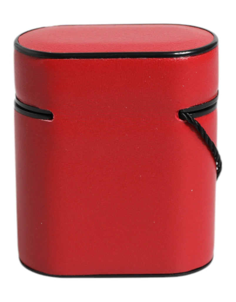 Dolce & Gabbana Red Calfskin Leather Logo Print Flip Holder Airpods Case - Beyzy Store - Dolce & Gabbana