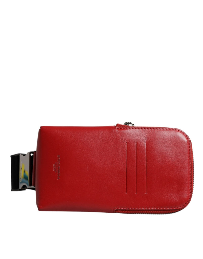 Dolce & Gabbana Red Calfskin Logo Purse Phone Belt Waist Bag - Beyzy Store - Dolce & Gabbana