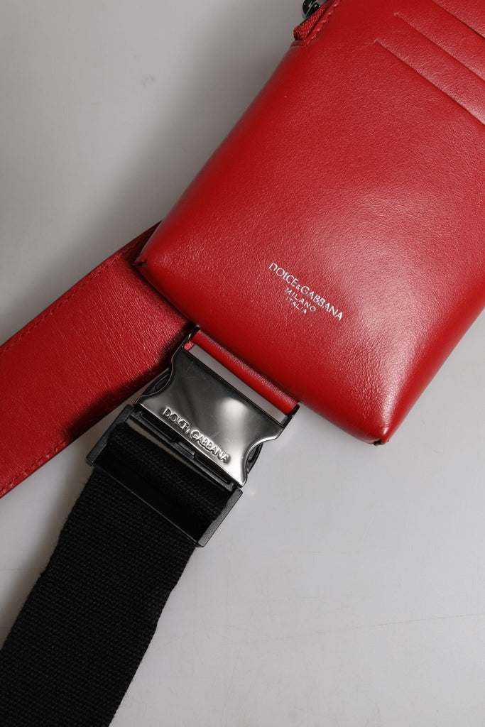 Dolce & Gabbana Red Calfskin Logo Purse Phone Belt Waist Bag - Beyzy Store - Dolce & Gabbana