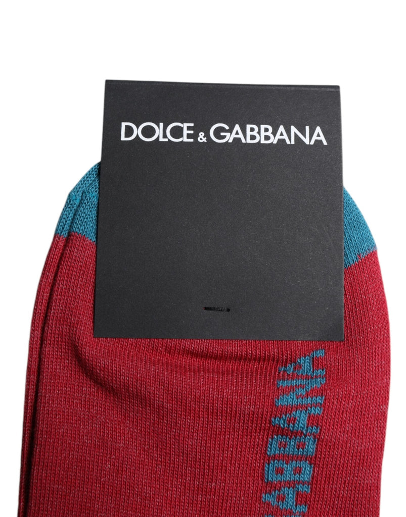 Dolce & Gabbana Red Cotton DG Logo Print Mid Calf Socks - Beyzy Store - Dolce & Gabbana