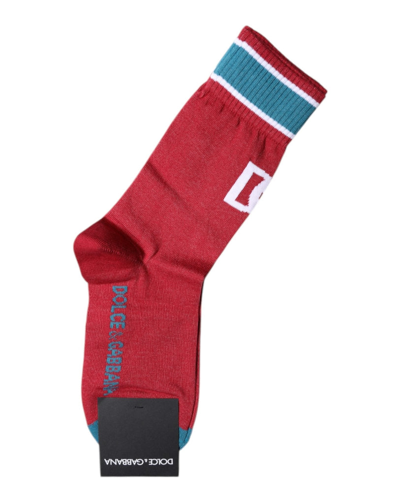 Dolce & Gabbana Red Cotton DG Logo Print Mid Calf Socks - Beyzy Store - Dolce & Gabbana