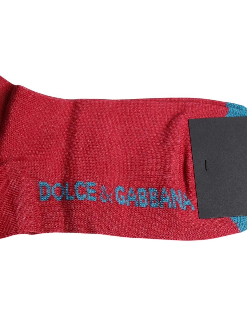 Dolce & Gabbana Red Cotton DG Logo Print Mid Calf Socks - Beyzy Store - Dolce & Gabbana