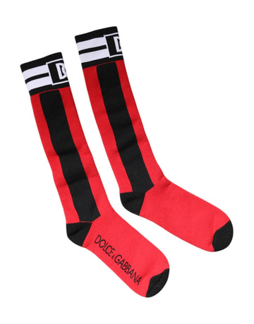 Dolce & Gabbana Red Cotton Stretch Printed Socks - Beyzy Store - Dolce & Gabbana