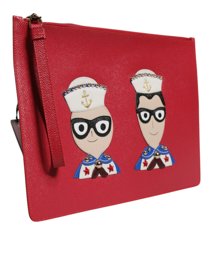 Dolce & Gabbana Red #DGFamily Embellished Leather Clutch Bag - Beyzy Store - Dolce & Gabbana