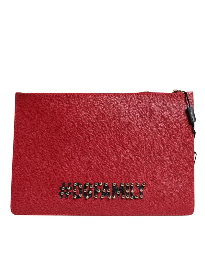 Dolce & Gabbana Red #DGFamily Embellished Leather Clutch Bag - Beyzy Store - Dolce & Gabbana