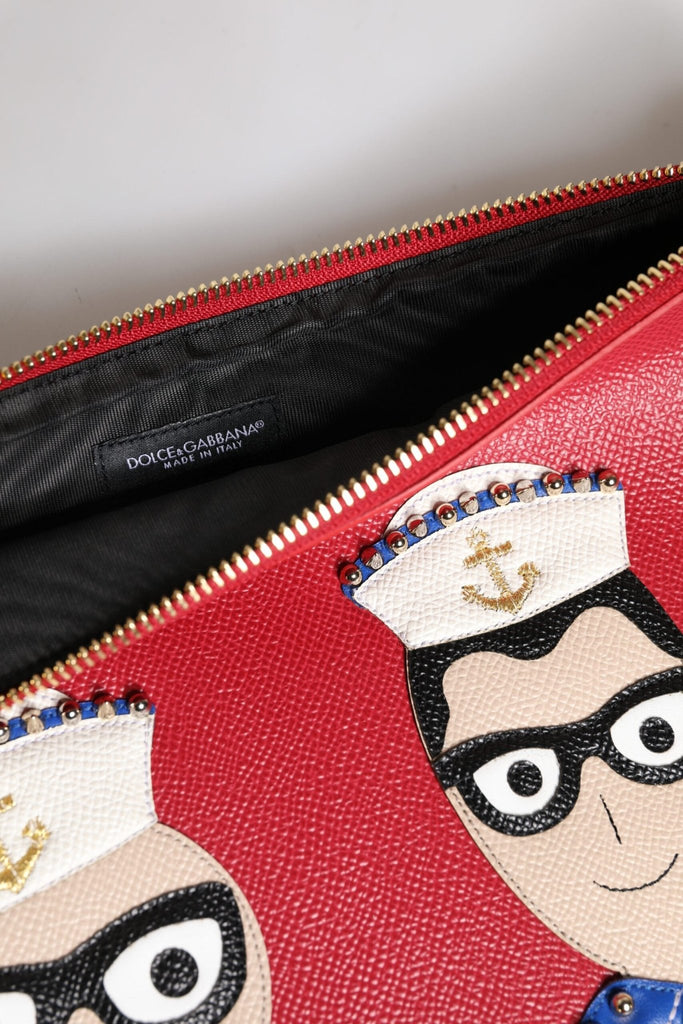 Dolce & Gabbana Red #DGFamily Embellished Leather Clutch Bag - Beyzy Store - Dolce & Gabbana