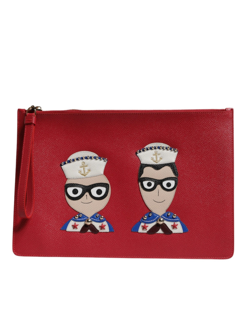 Dolce & Gabbana Red #DGFamily Embellished Leather Clutch Bag - Beyzy Store - Dolce & Gabbana