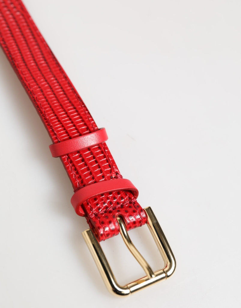Dolce & Gabbana Red Exotic Leather Gold Tone Metal Buckle Women Armband - Beyzy Store - Dolce & Gabbana