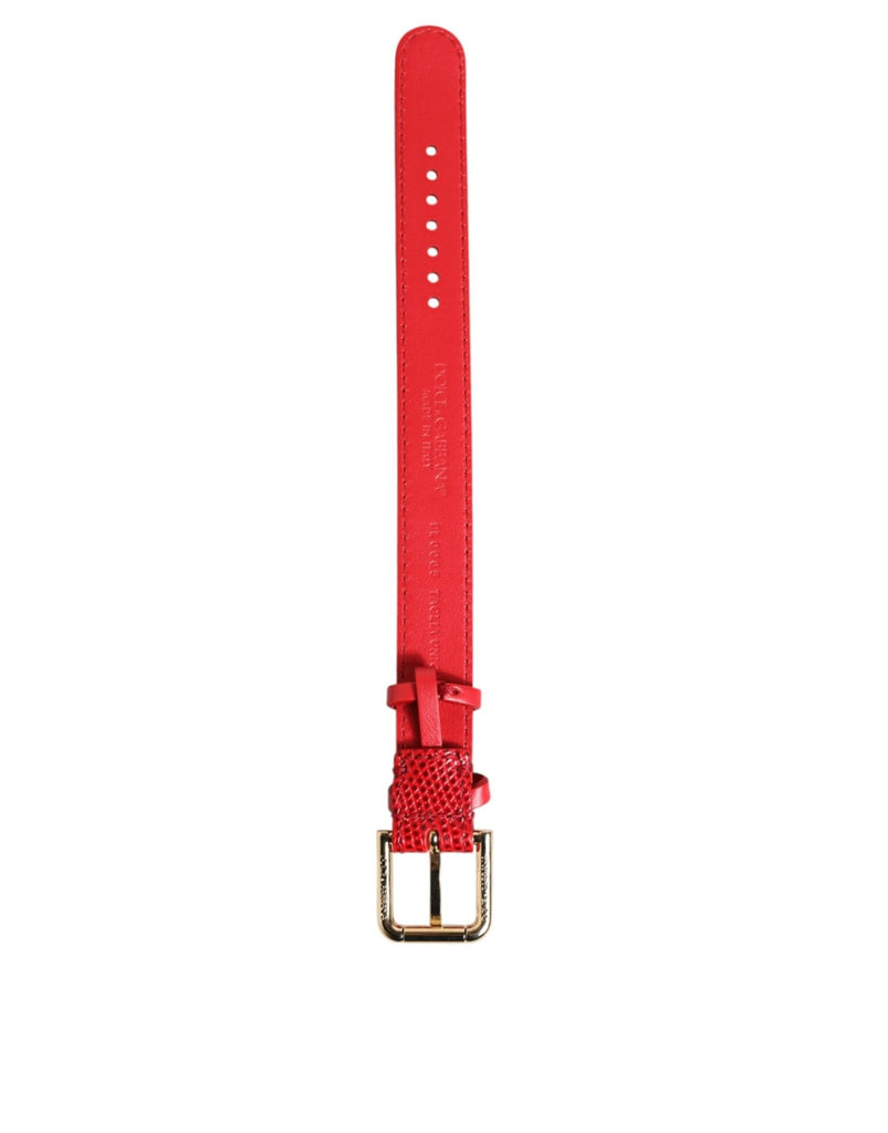 Dolce & Gabbana Red Exotic Leather Gold Tone Metal Buckle Women Armband - Beyzy Store - Dolce & Gabbana