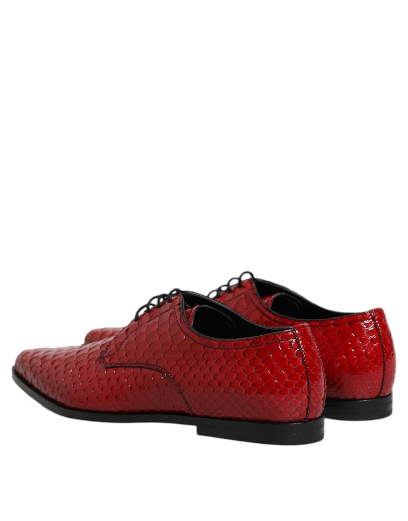 Dolce & Gabbana Red Exotic Leather Lace Up Dress Derby Shoes - Beyzy Store - Dolce & Gabbana
