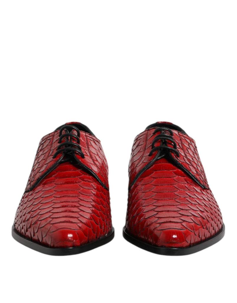 Dolce & Gabbana Red Exotic Leather Lace Up Dress Derby Shoes - Beyzy Store - Dolce & Gabbana