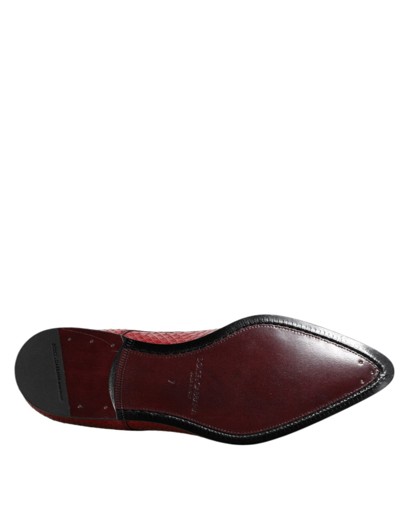 Dolce & Gabbana Red Exotic Leather Lace Up Dress Derby Shoes - Beyzy Store - Dolce & Gabbana