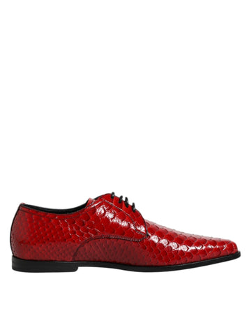 Dolce & Gabbana Red Exotic Leather Lace Up Dress Derby Shoes - Beyzy Store - Dolce & Gabbana