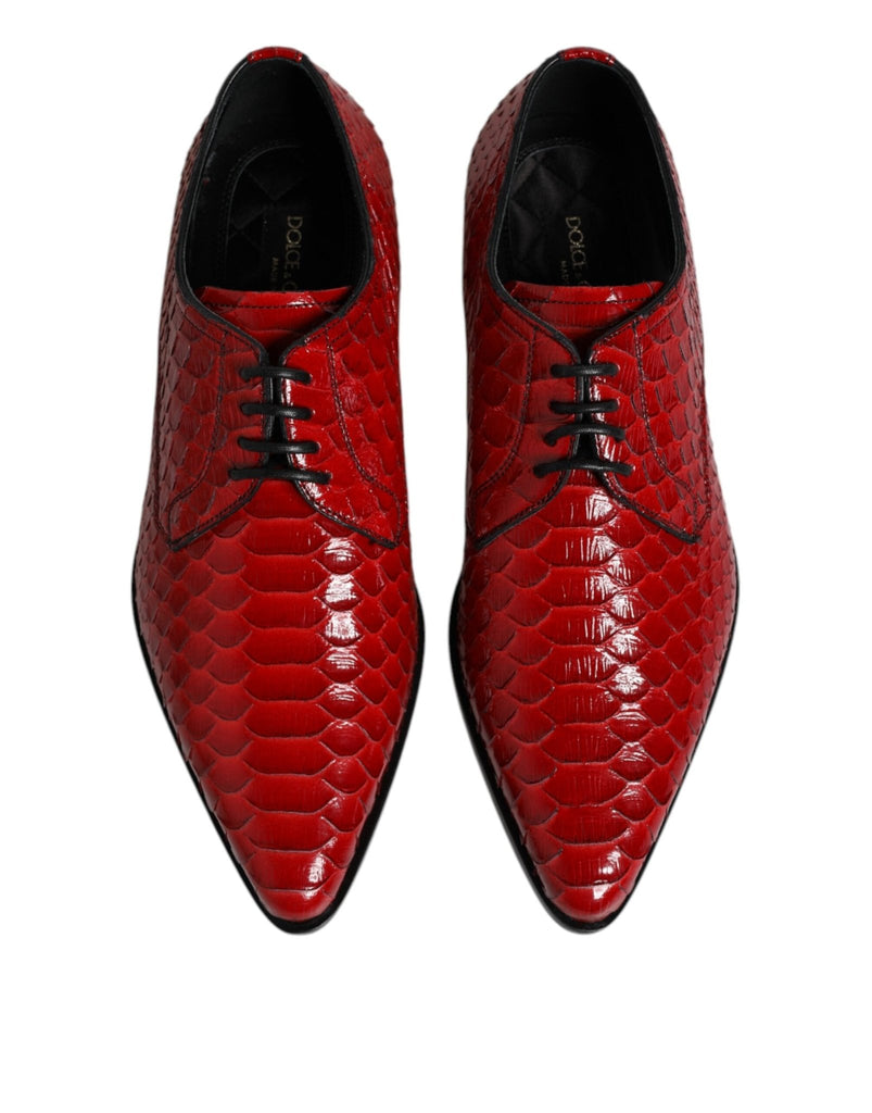 Dolce & Gabbana Red Exotic Leather Lace Up Dress Derby Shoes - Beyzy Store - Dolce & Gabbana