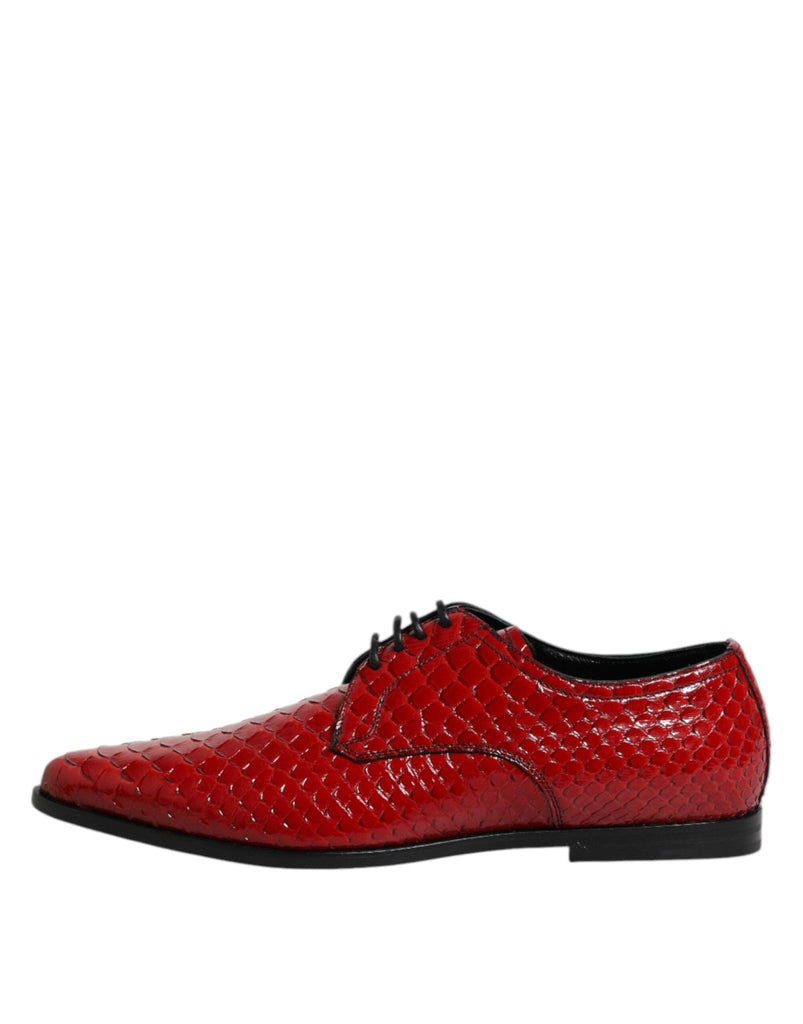Dolce & Gabbana Red Exotic Leather Lace Up Dress Derby Shoes - Beyzy Store - Dolce & Gabbana