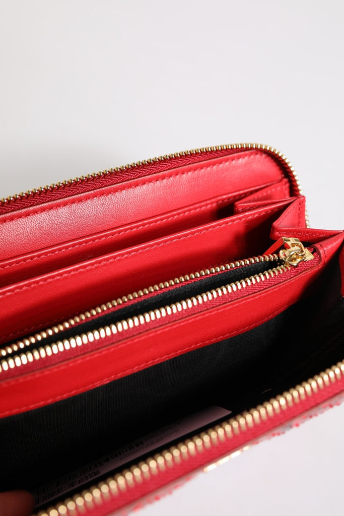 Dolce & Gabbana Red Exotic Leather Zip Around Continental Clutch Wallet - Beyzy Store - Dolce & Gabbana