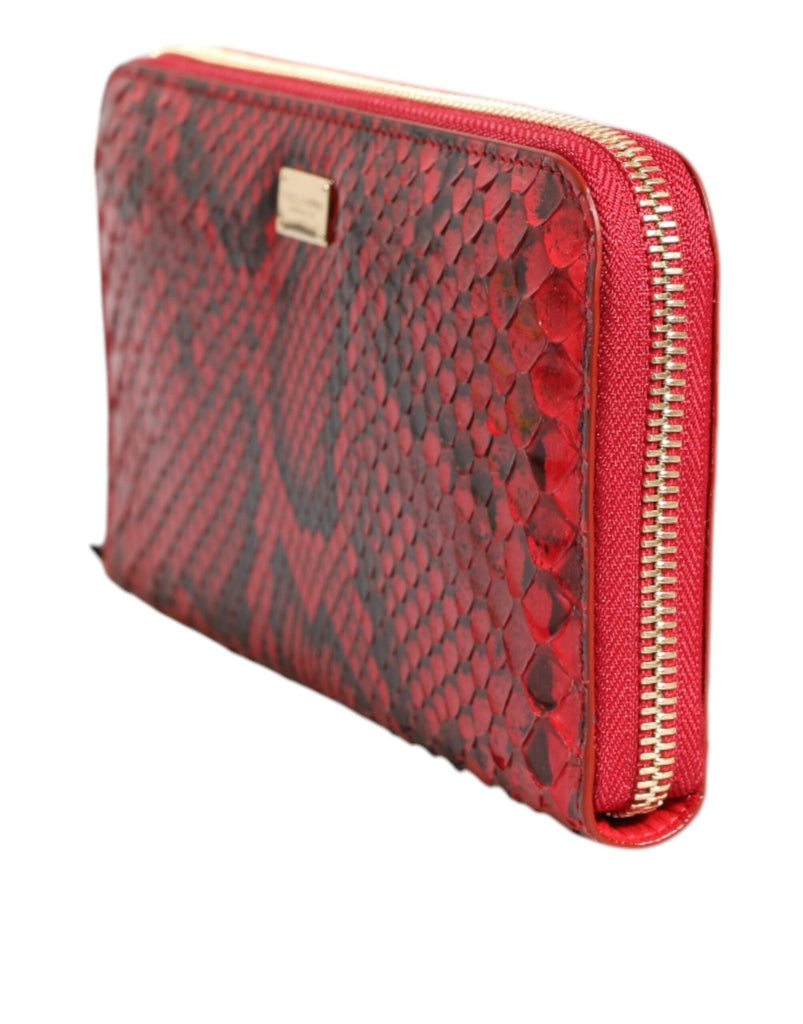 Dolce & Gabbana Red Exotic Leather Zip Around Continental Clutch Wallet - Beyzy Store - Dolce & Gabbana