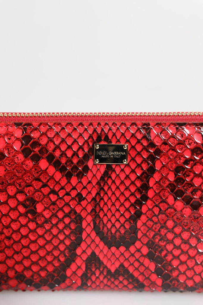 Dolce & Gabbana Red Exotic Leather Zip Around Continental Clutch Wallet - Beyzy Store - Dolce & Gabbana