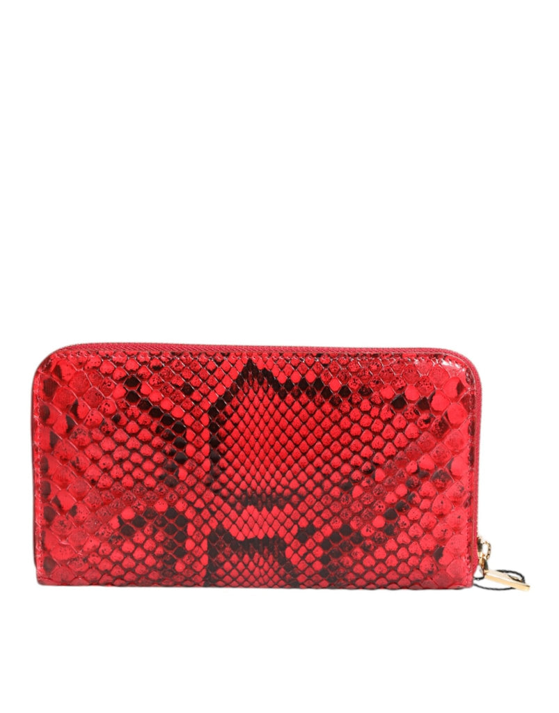 Dolce & Gabbana Red Exotic Leather Zip Around Continental Clutch Wallet - Beyzy Store - Dolce & Gabbana