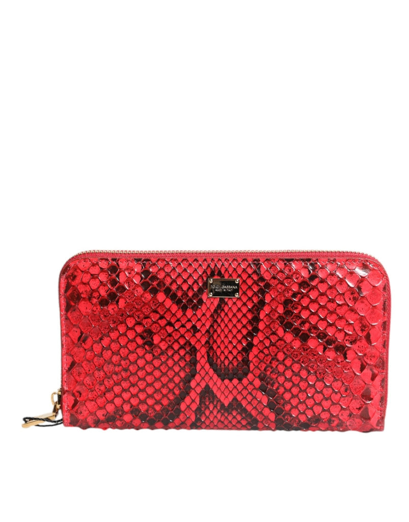 Dolce & Gabbana Red Exotic Leather Zip Around Continental Clutch Wallet - Beyzy Store - Dolce & Gabbana
