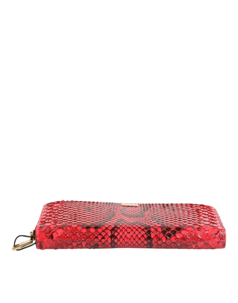 Dolce & Gabbana Red Exotic Leather Zip Around Continental Clutch Wallet - Beyzy Store - Dolce & Gabbana