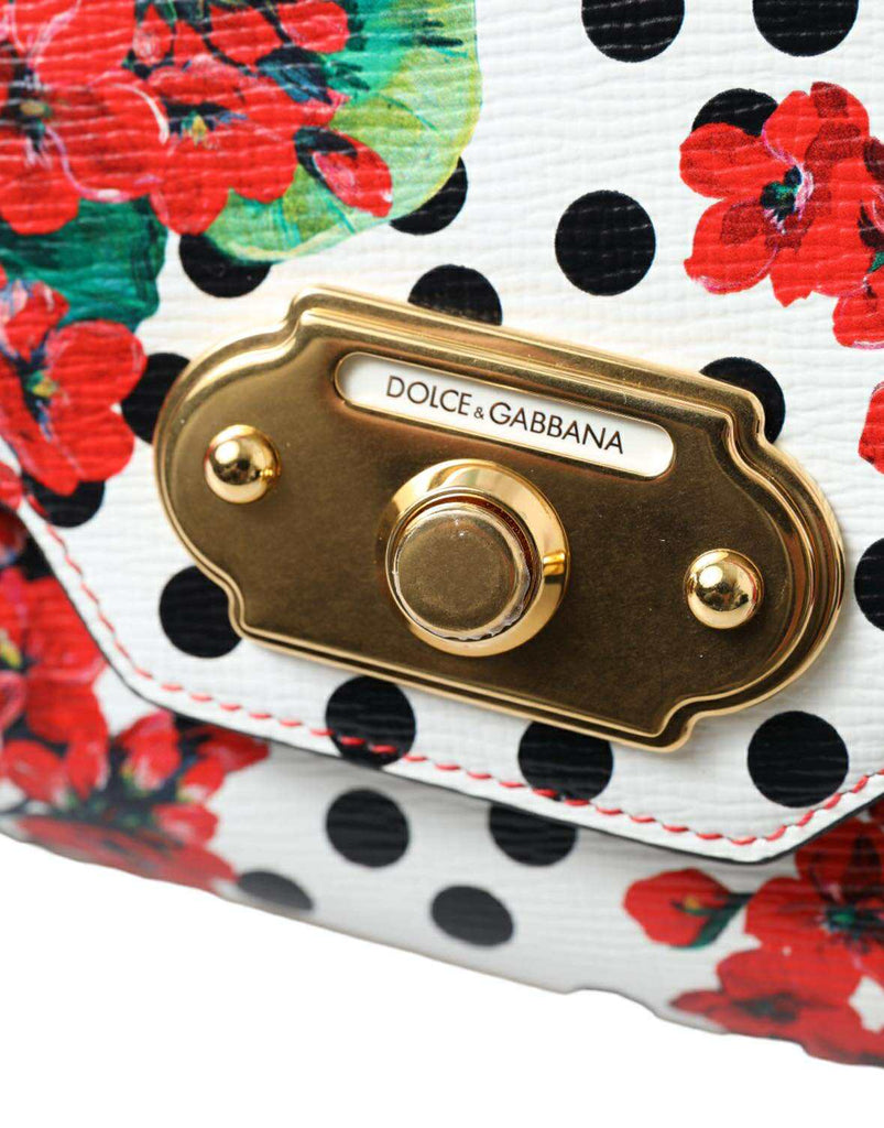Dolce & Gabbana Red Floral Polka Dot Print Leather Chain DG Logo Shoulder Bag - Beyzy Store - Dolce & Gabbana
