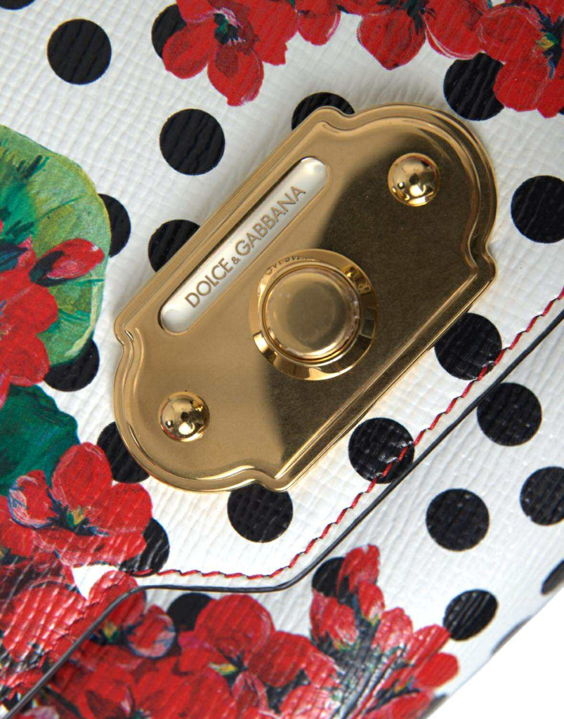 Dolce & Gabbana Red Floral Polka Dot Print Leather Chain DG Logo Shoulder Bag - Beyzy Store - Dolce & Gabbana