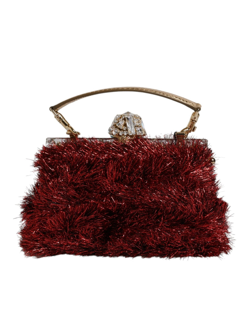 Dolce & Gabbana Red Gold Chain VANDA Tinsel Crystals Evening Clutch Bag - Beyzy Store - Dolce & Gabbana